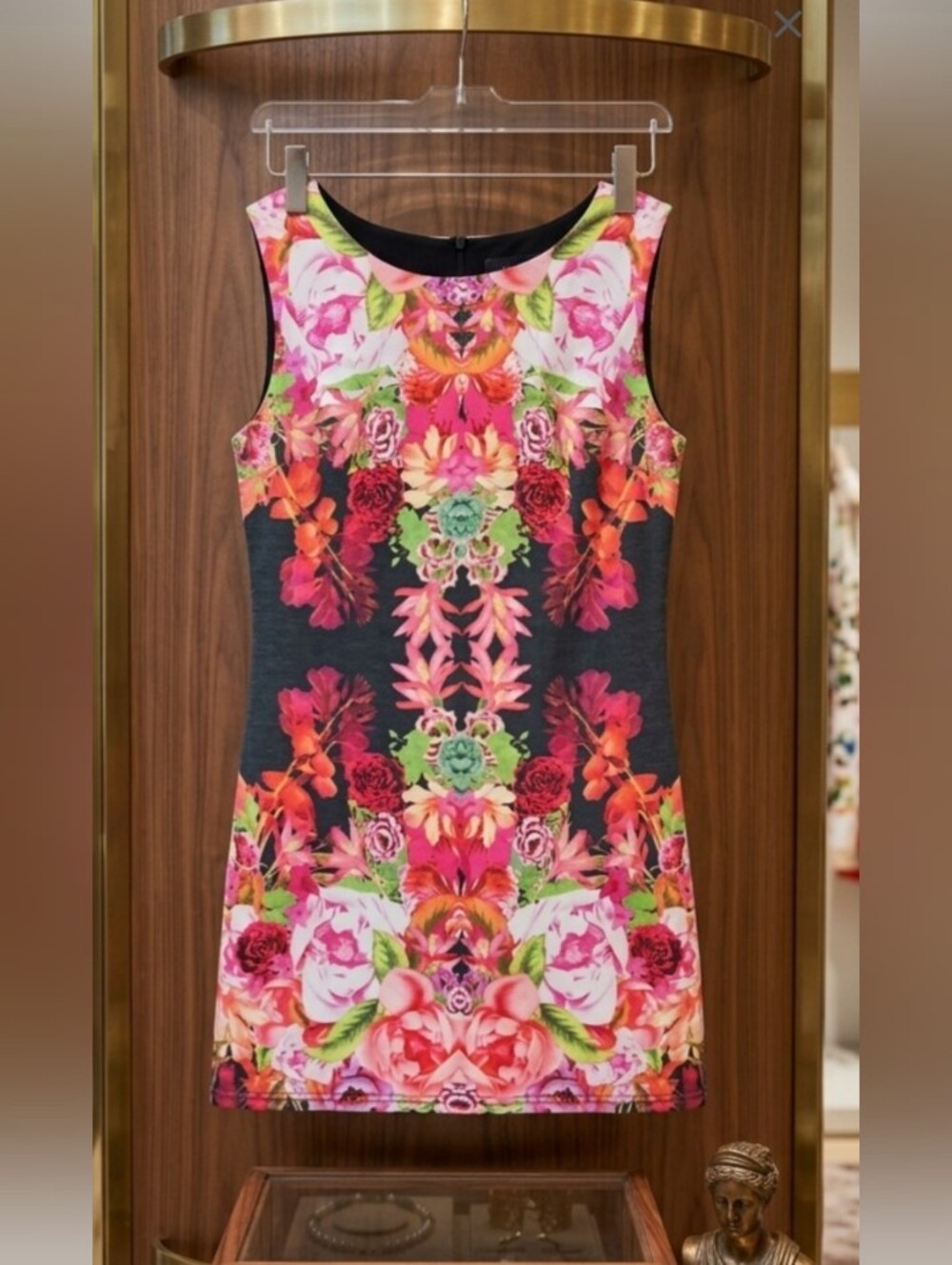 Lovely Girl Floral Print Sleeveless Shift Dress - Pink Multicolor Small